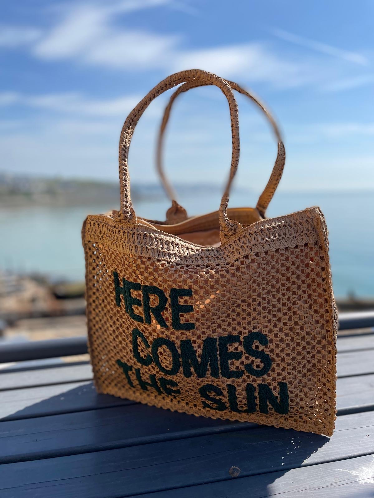 MIA LAROUGH Here Comes the Sun Raffia Shoulder Bag
