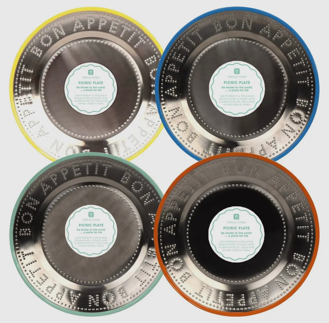 TALKING TABLES Bon Appetit stainless steel picnic plate