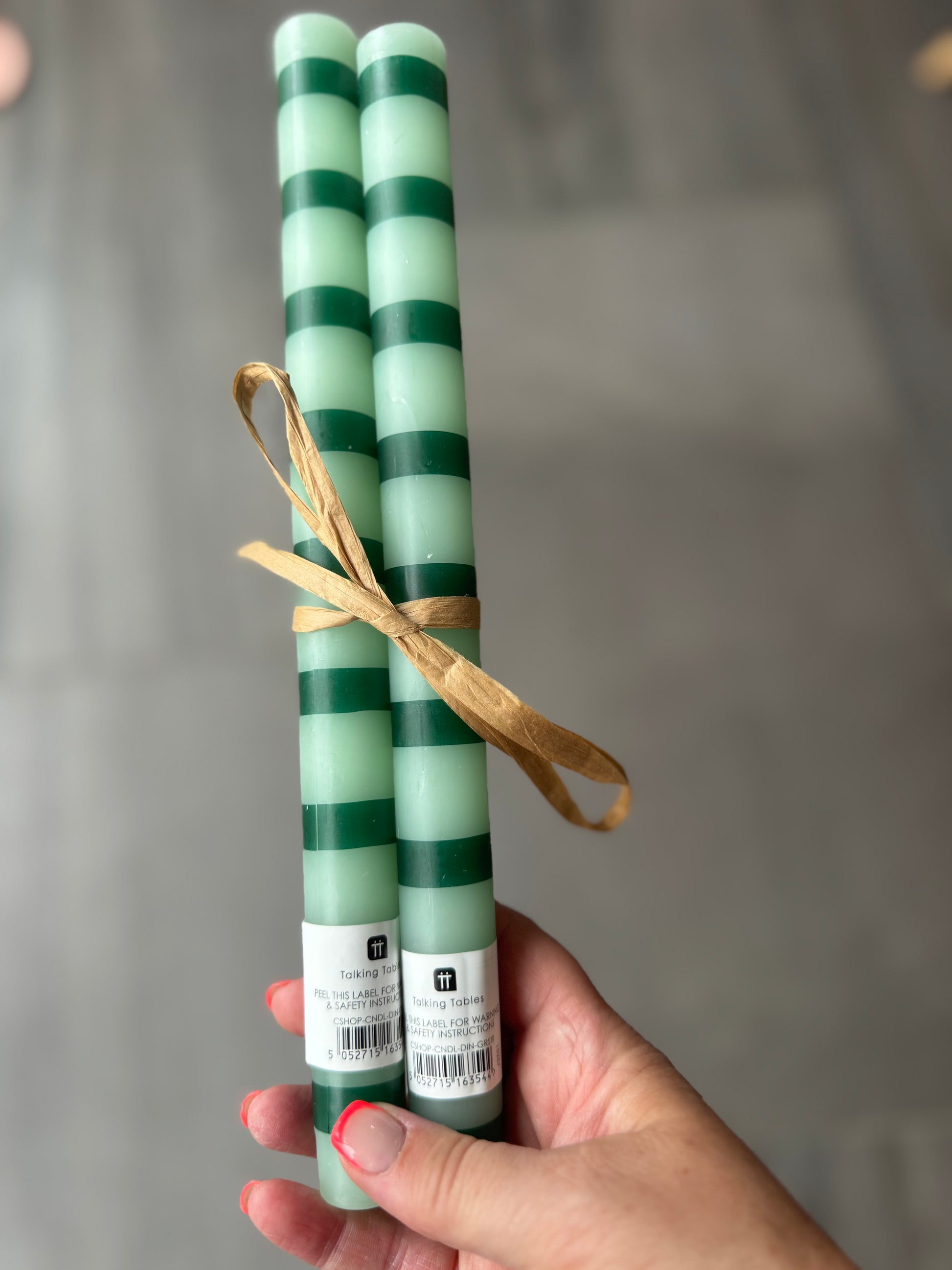 Talking Tables Green Stripe Dinner Candle
