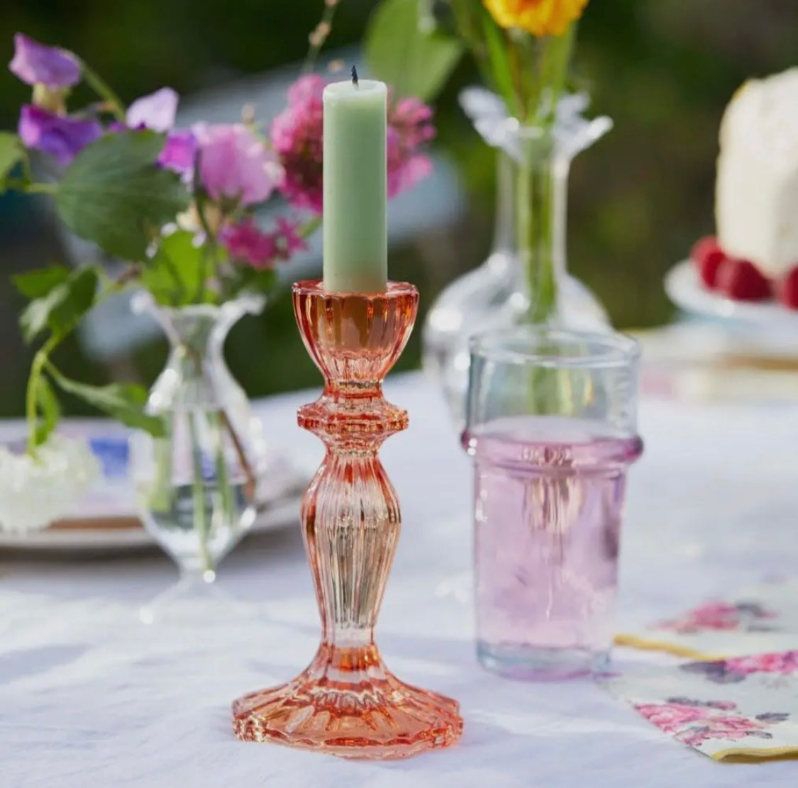 Glass Candle Holder - Multiple colours