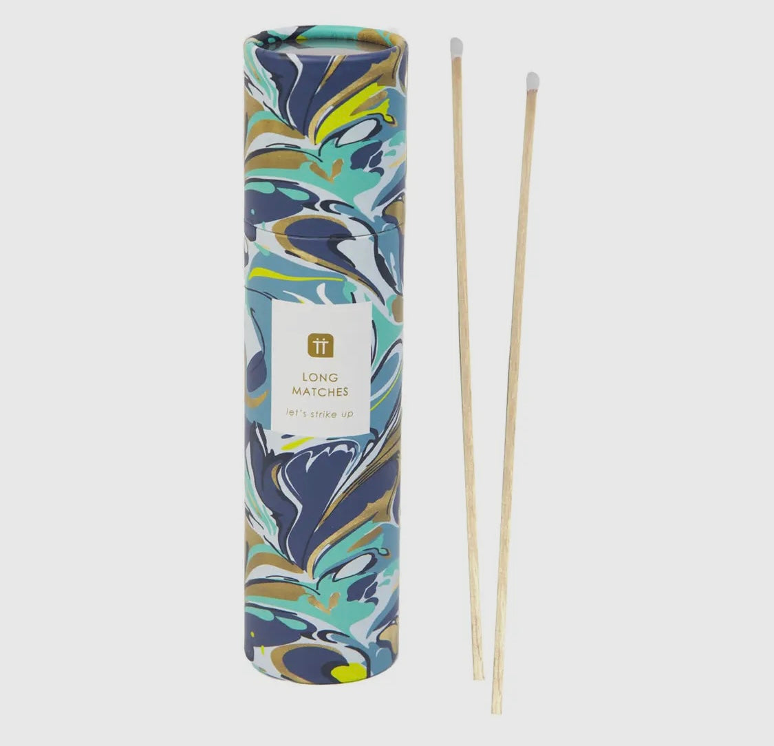 Luxury Long Matches in a Decorative Marble Effect Tube - pink or blue