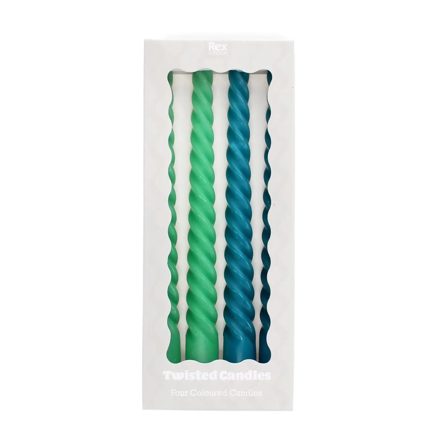 Rex London Twisted Candles pack of 4 Green and Blue