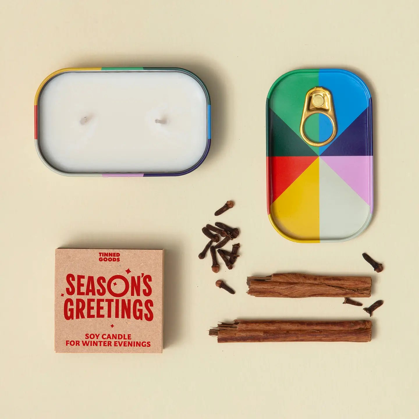 Block Design Tinned Goods - Season's Greetings - Candle