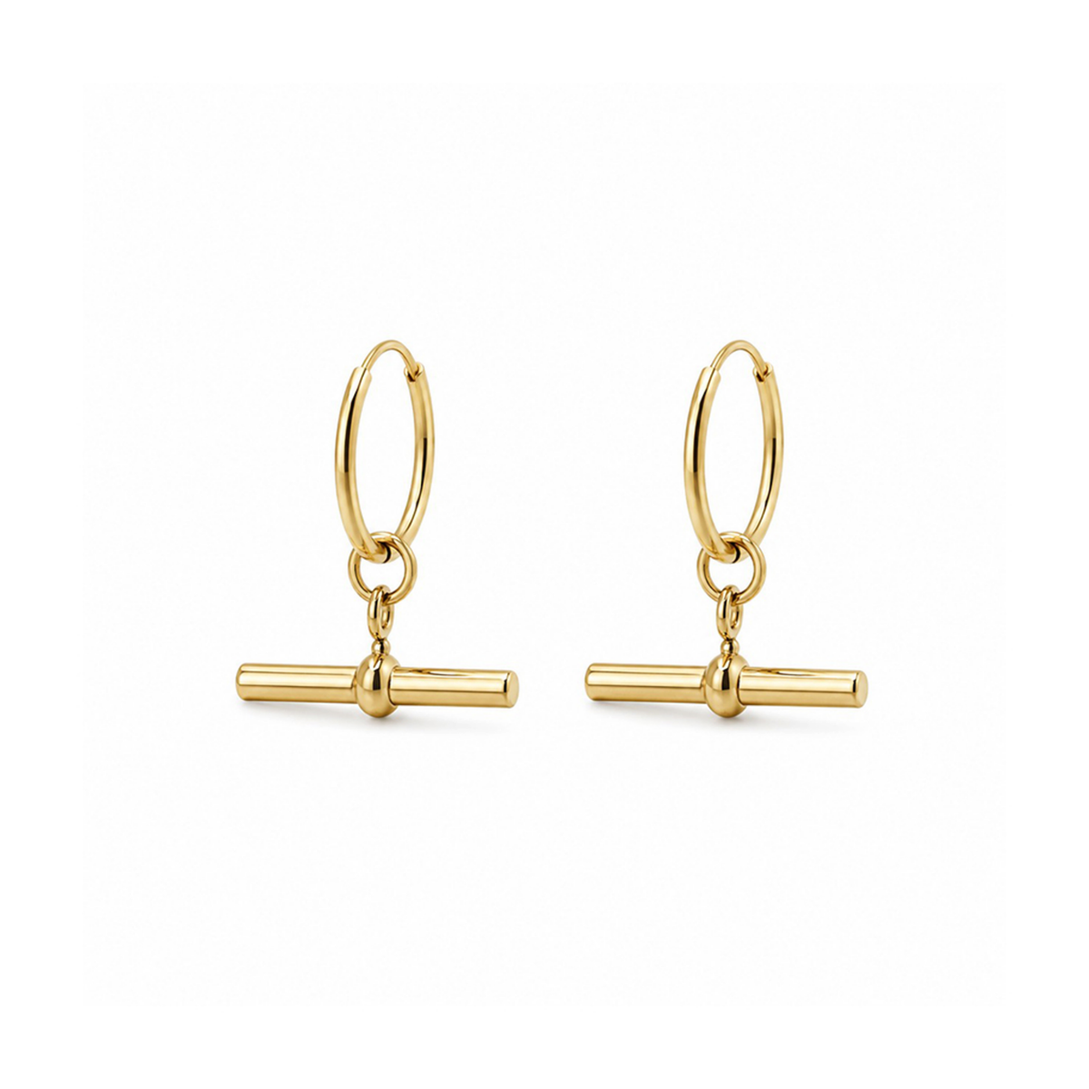 T-bar Pendant Fine Huggie in Gold
