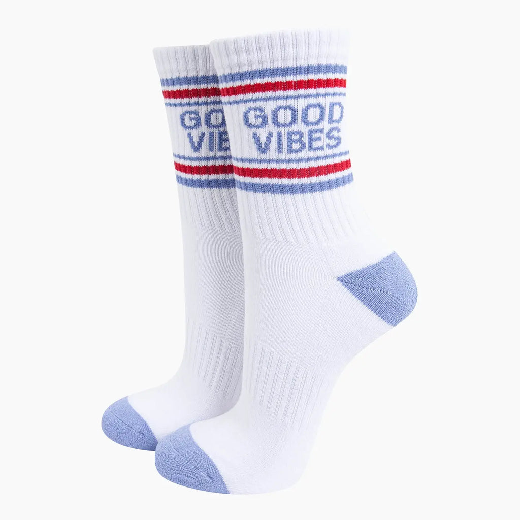 Good Vibes Organic Cotton Sports Socks in White