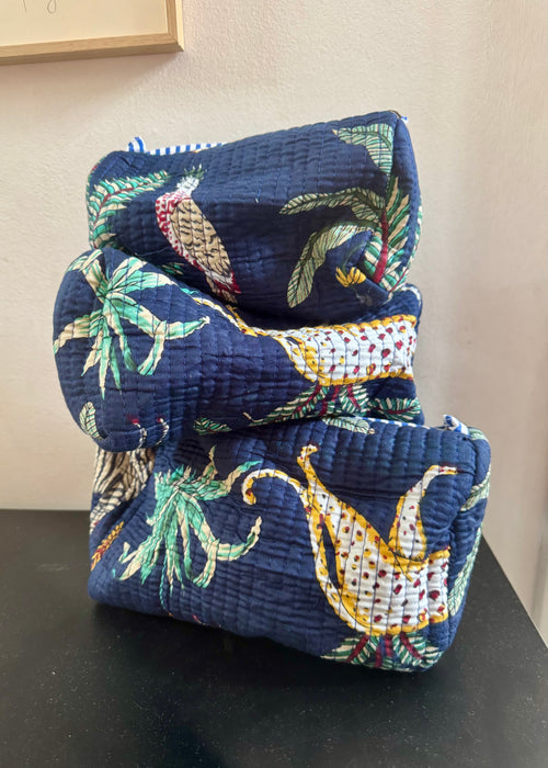Cosmetic pouches - jungle print (navy blue) Multiple Sizes