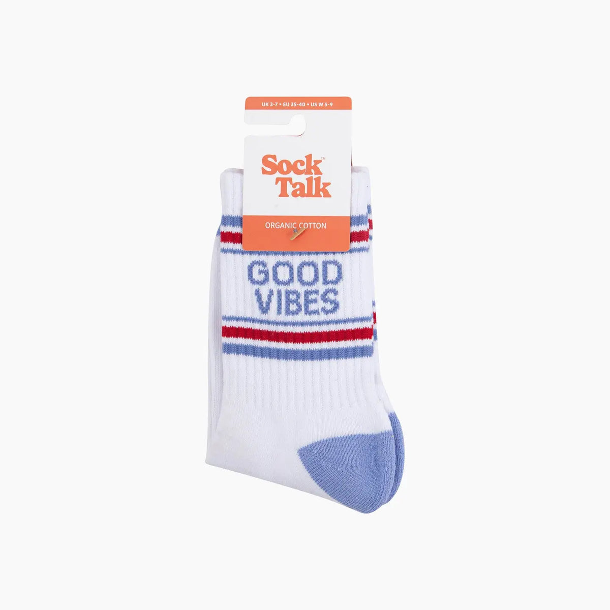 Good Vibes Organic Cotton Sports Socks in White