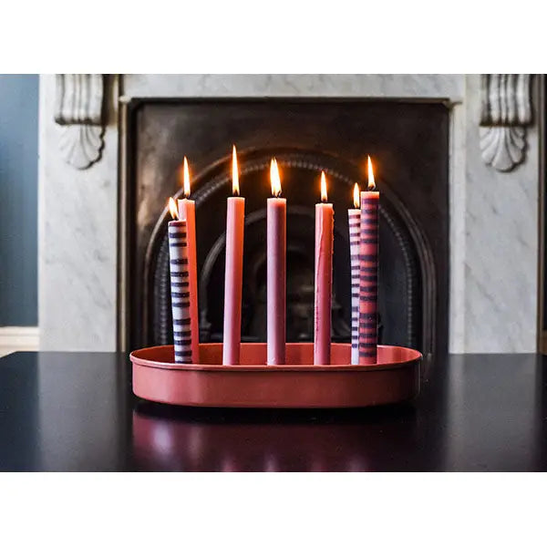 Metal Candle Platter Large Oval - various colours
