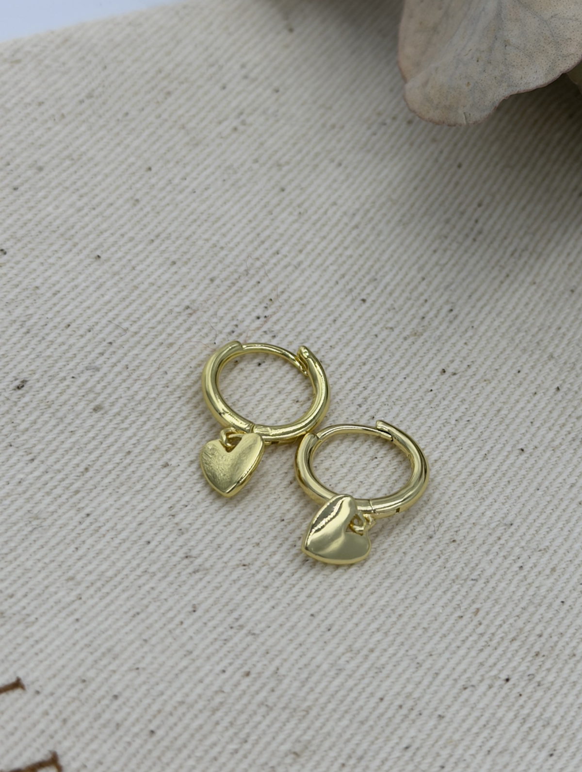 Heart Charm Huggie Earring in Gold