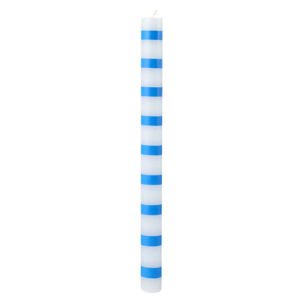Blue and White Stripe Dinner Candles