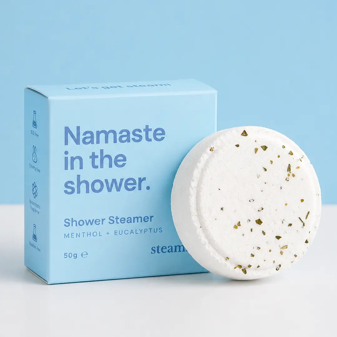 Steami Shower Steamer - "Namaste in the shower" slogan