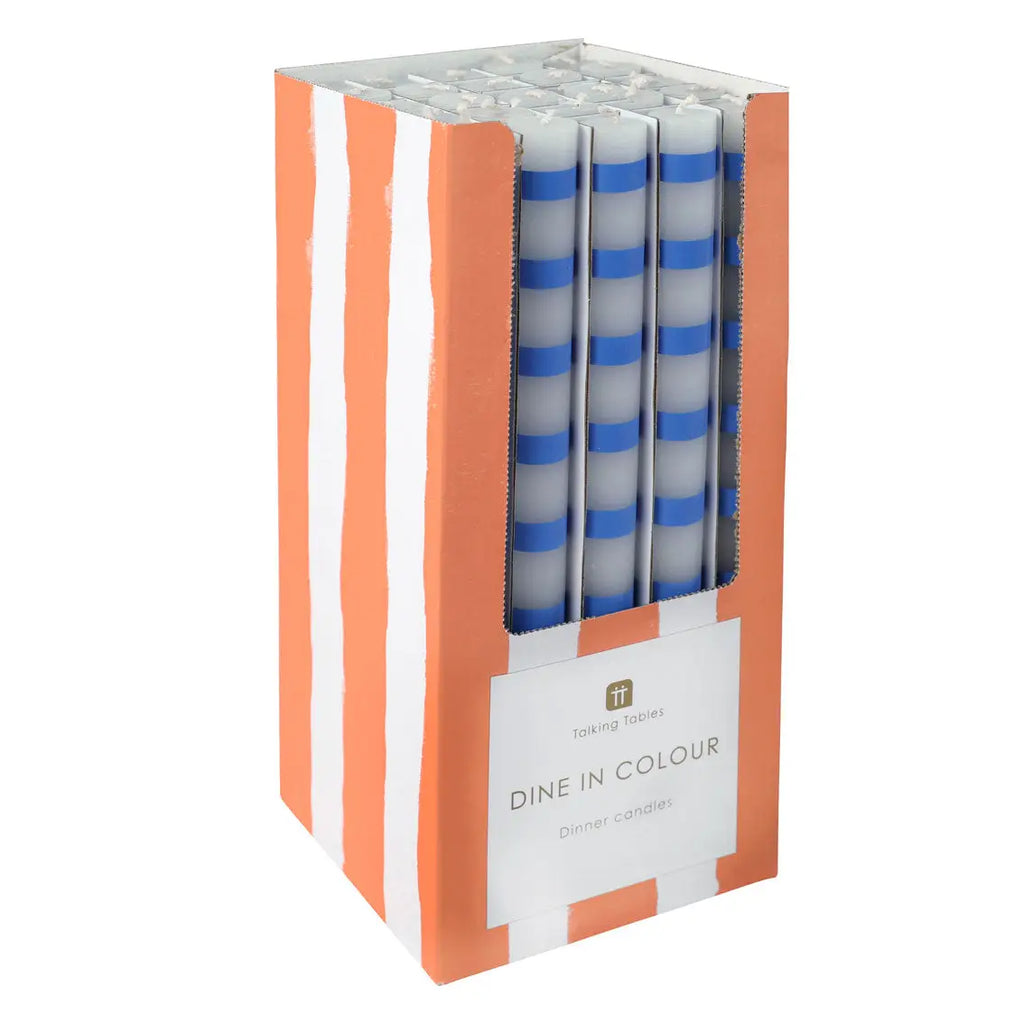 Blue and White Stripe Dinner Candles