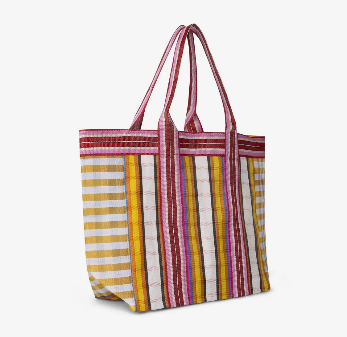 Eco Woven Shopper / Beach Bag in Yellow and Magenta
