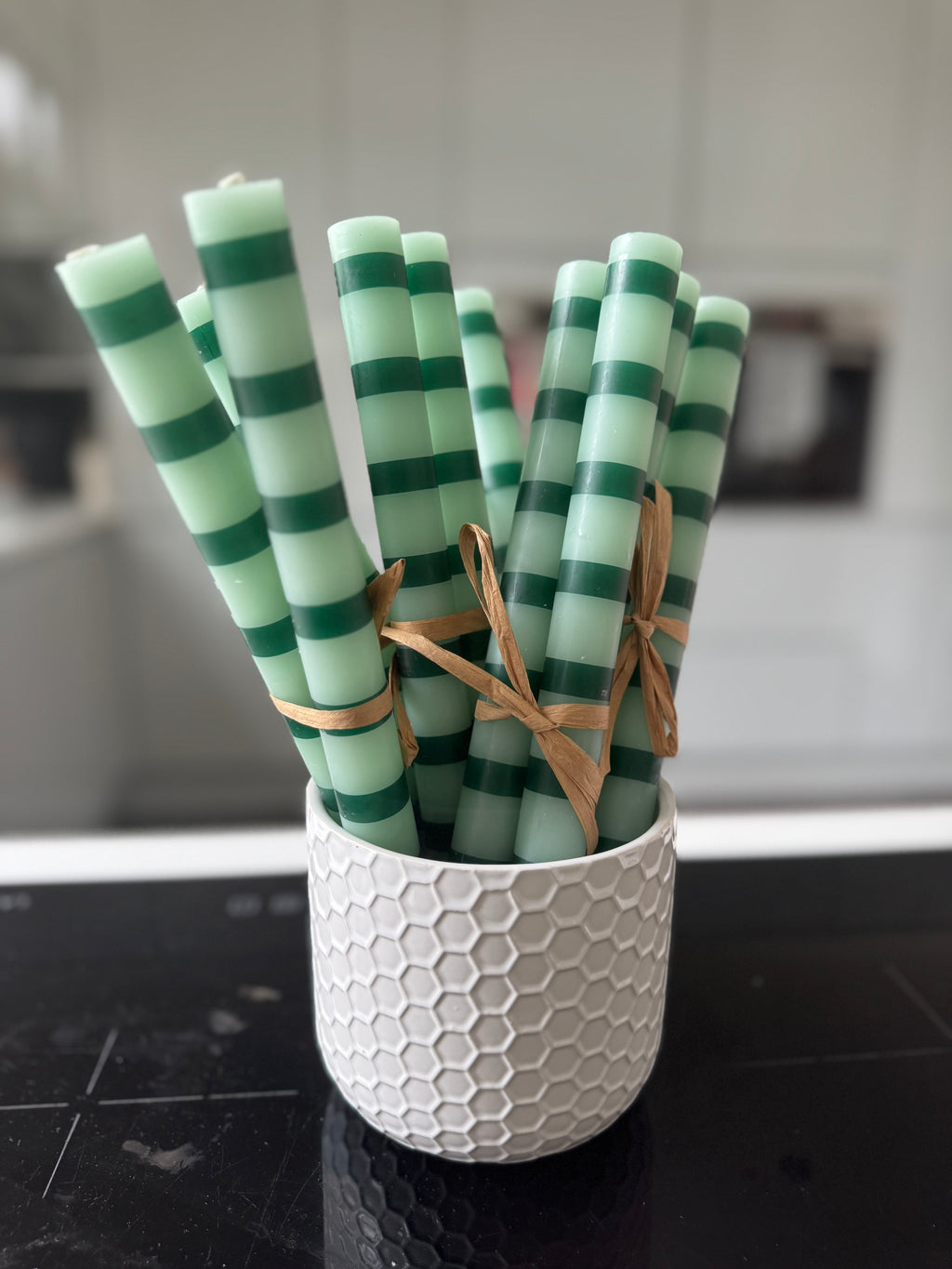 Talking Tables Green Stripe Dinner Candle