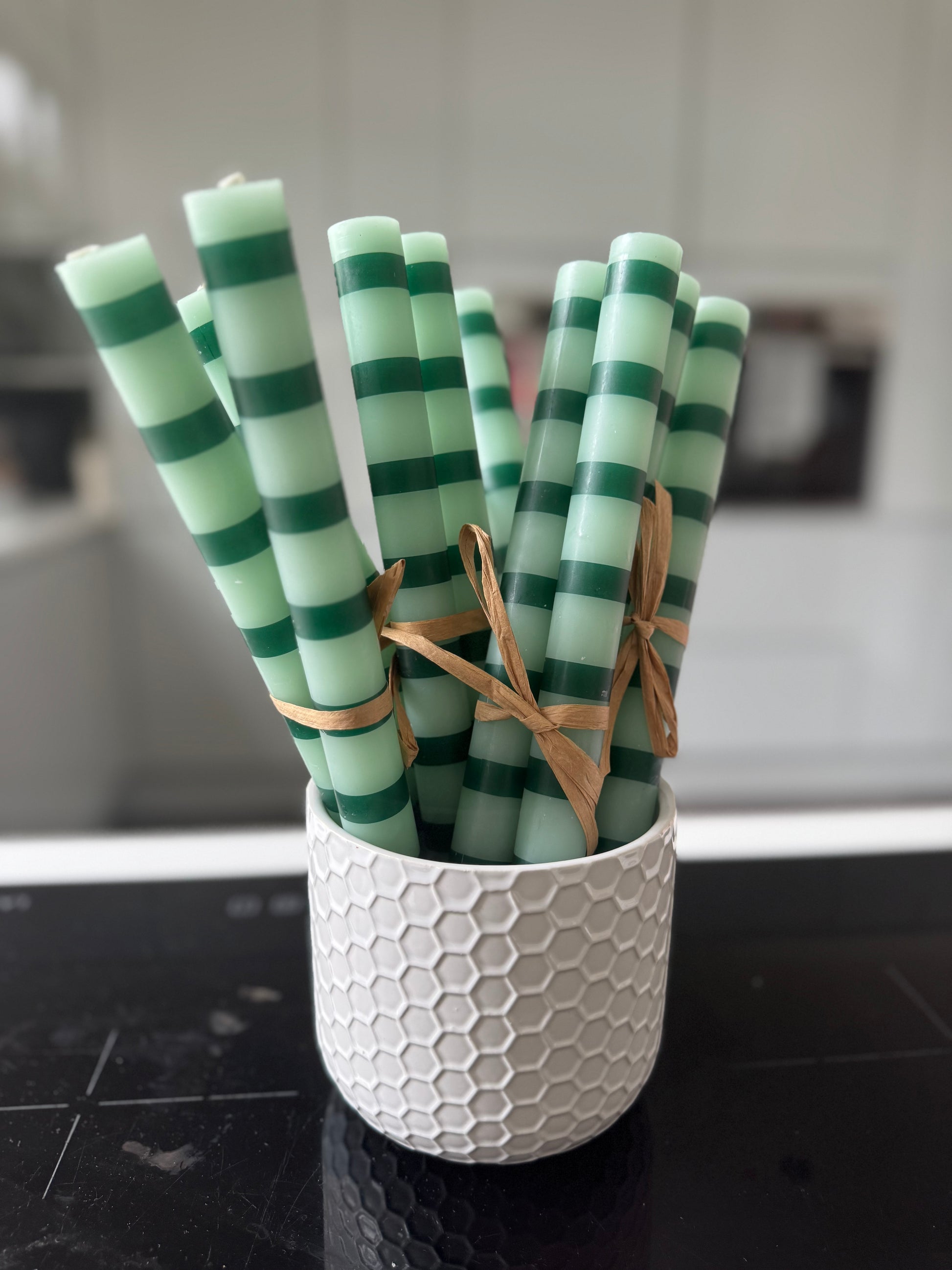 Talking Tables Green Stripe Dinner Candle