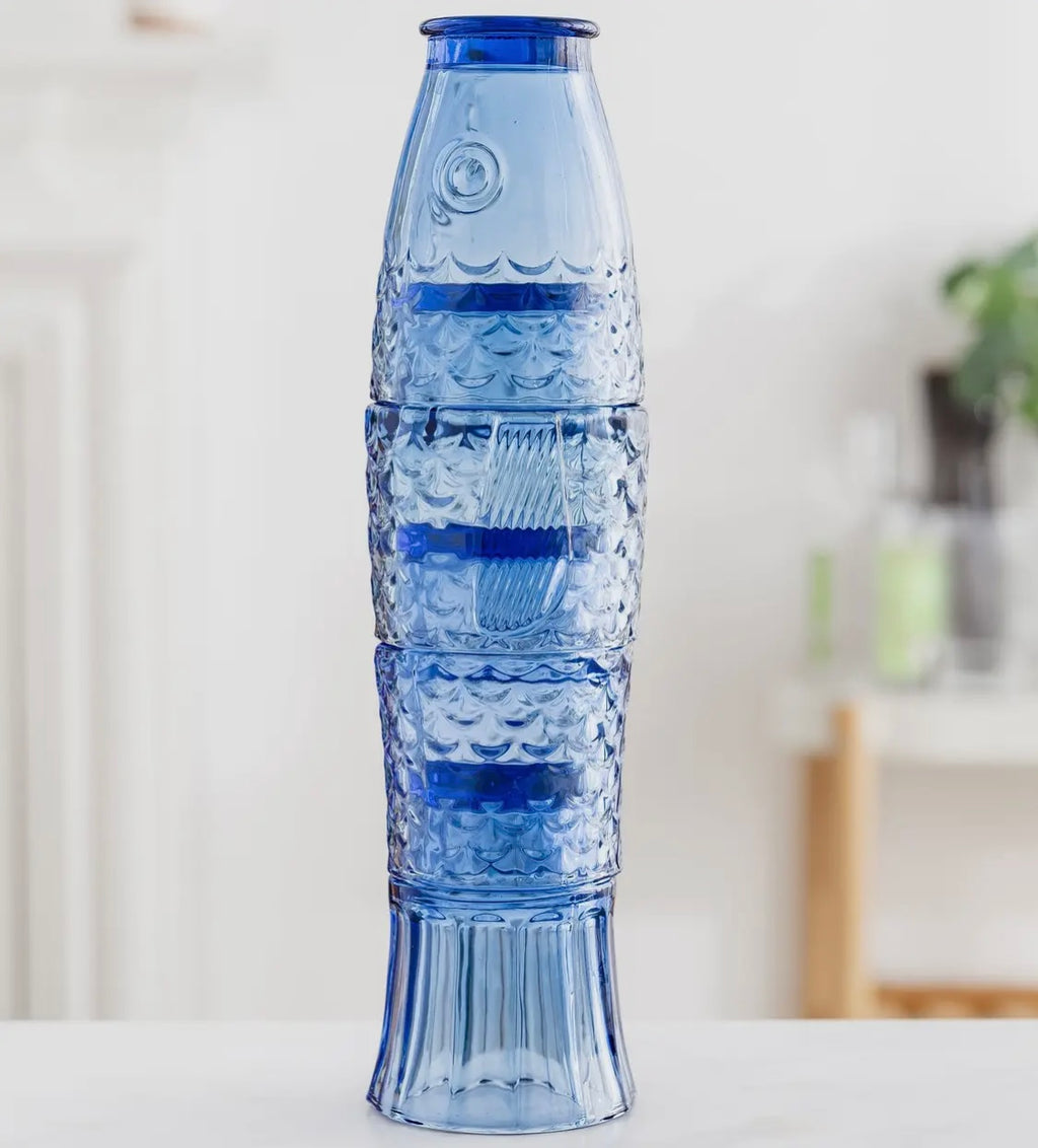 Fish stacking glasses (set of 4) - Blue
