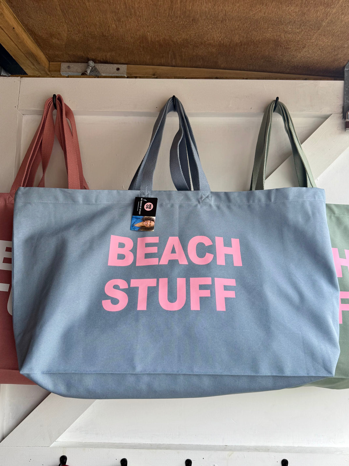 Oversized “beach stuff” bag - blue and pink