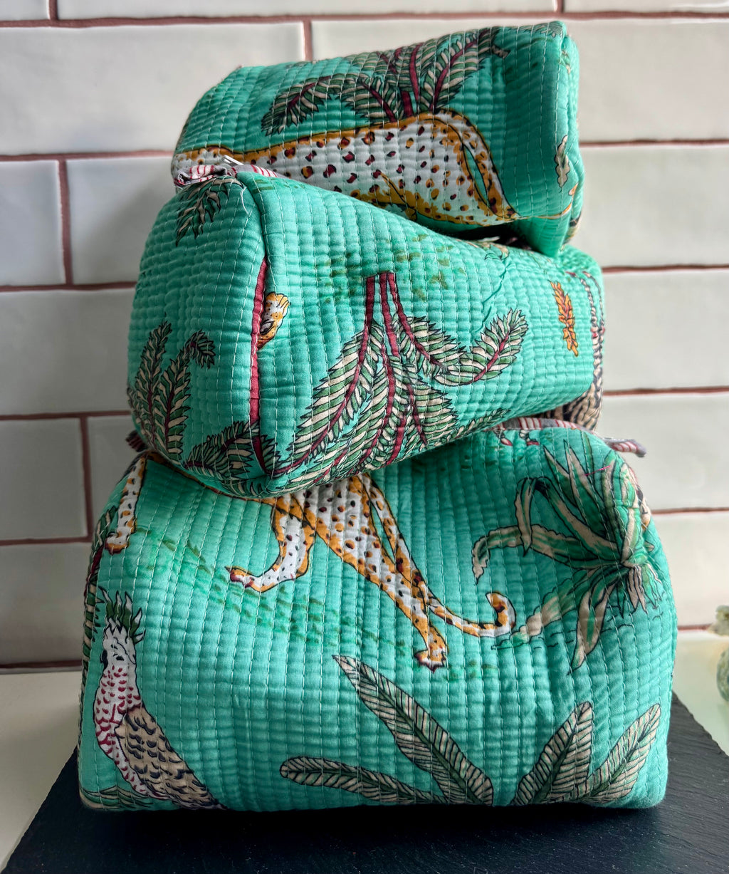 Cosmetic Pouches - various sizes turquoise jungle print