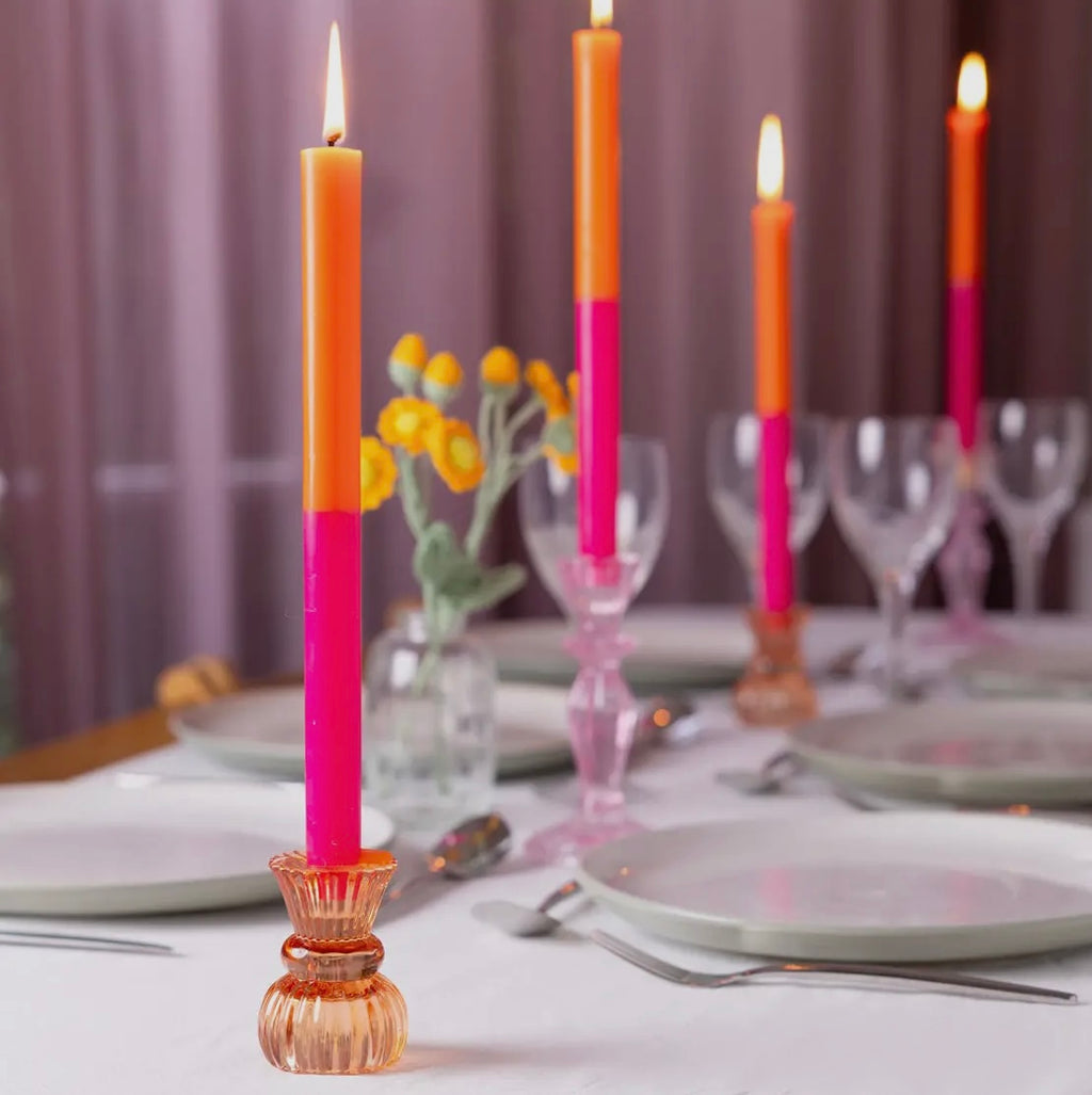 Pink and orange table candles