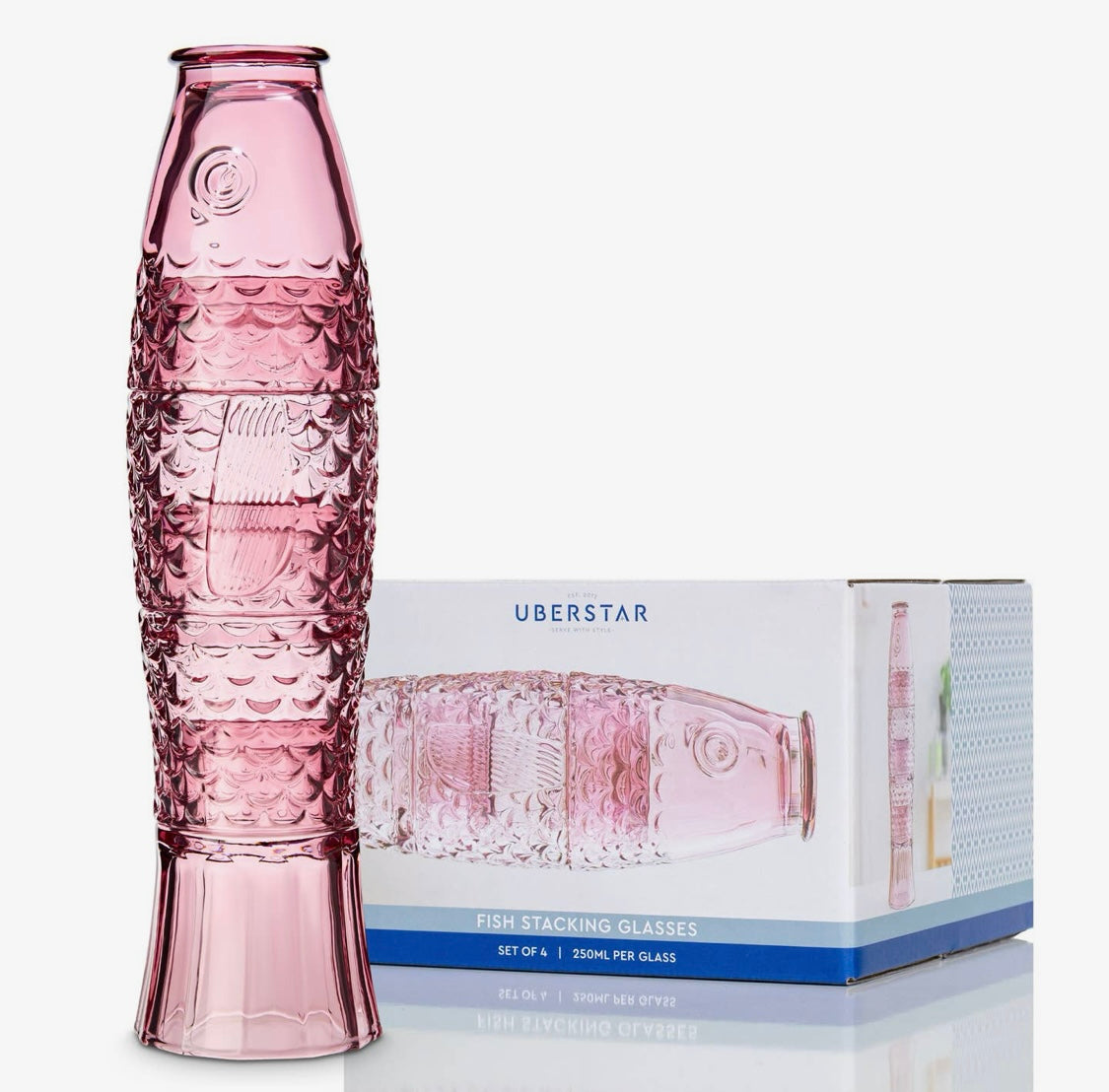 Fish Stacking Glasses (set of four) - Pink