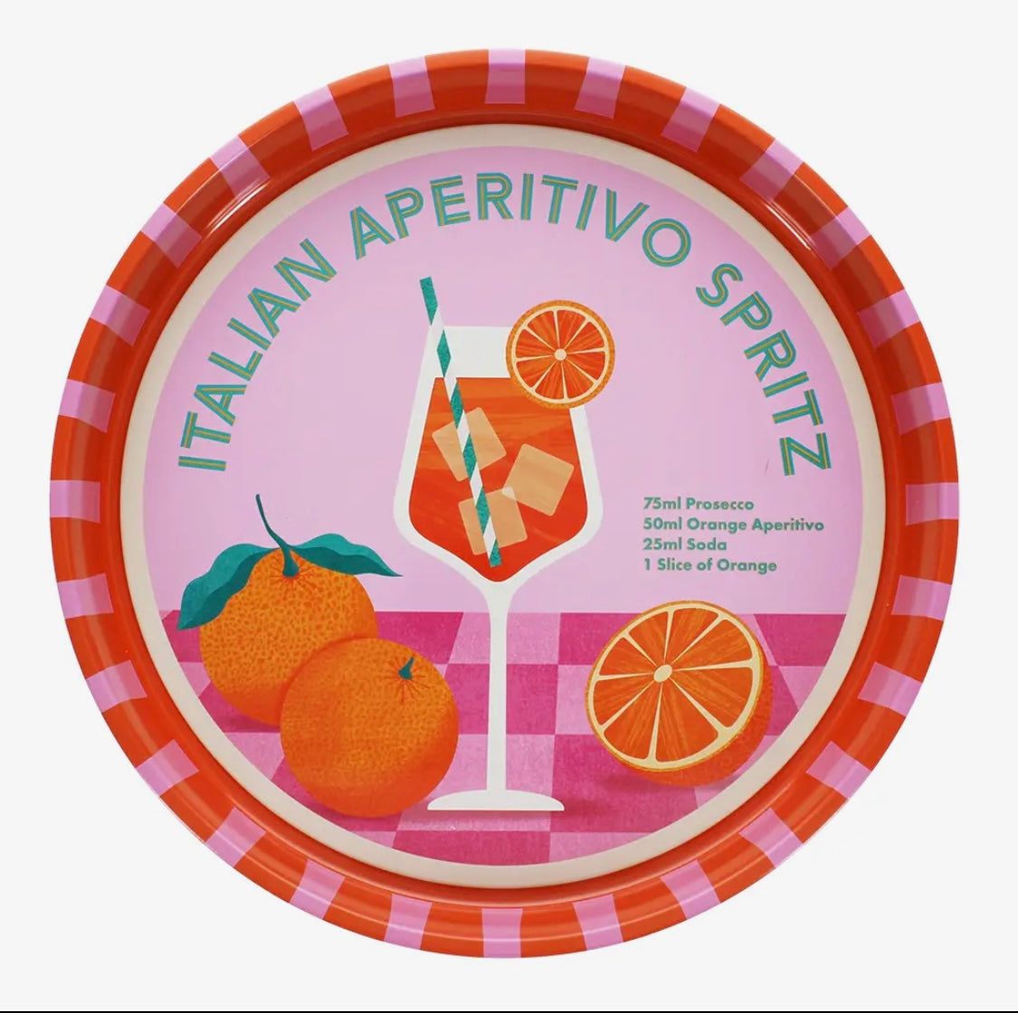 Aperol Spritz - round metal serving tray