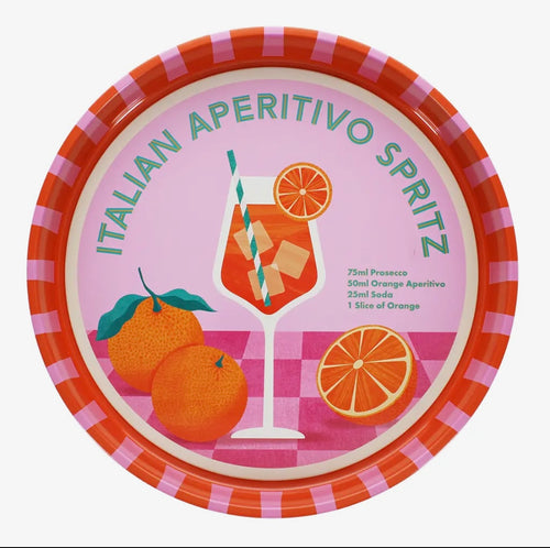Aperol Spritz - round metal serving tray