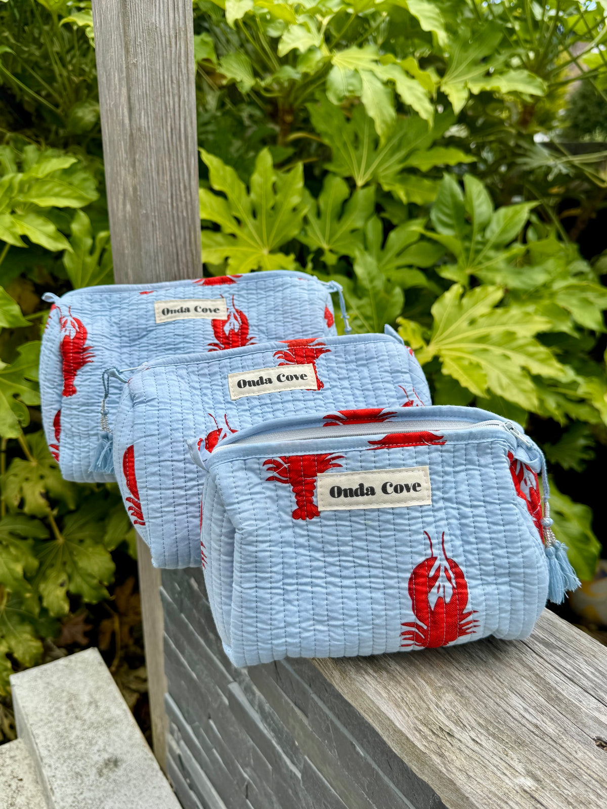 Cosmetic pouches - blue lobster print Multiple sizes