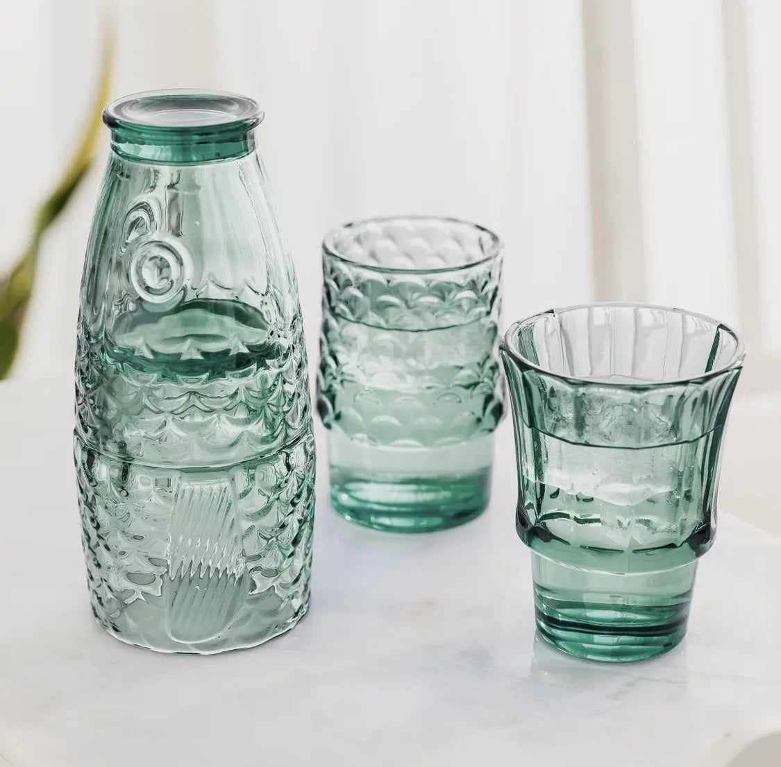 Fish stacking glasses (set of 4) - Green
