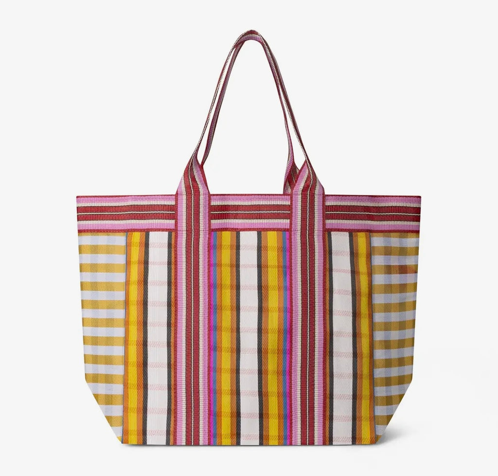 Eco Woven Shopper / Beach Bag in Yellow and Magenta