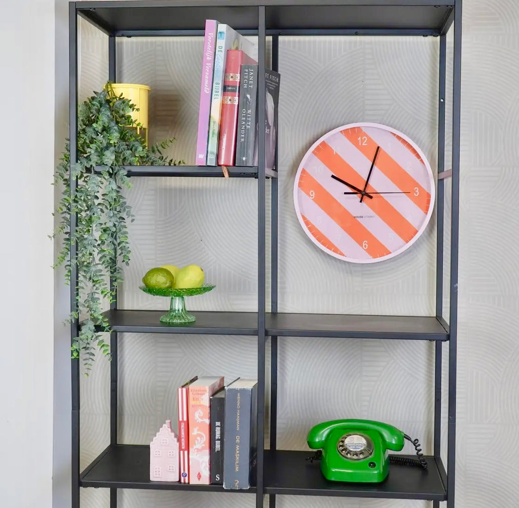 Stripe pattern wall clock - orange and pink design
