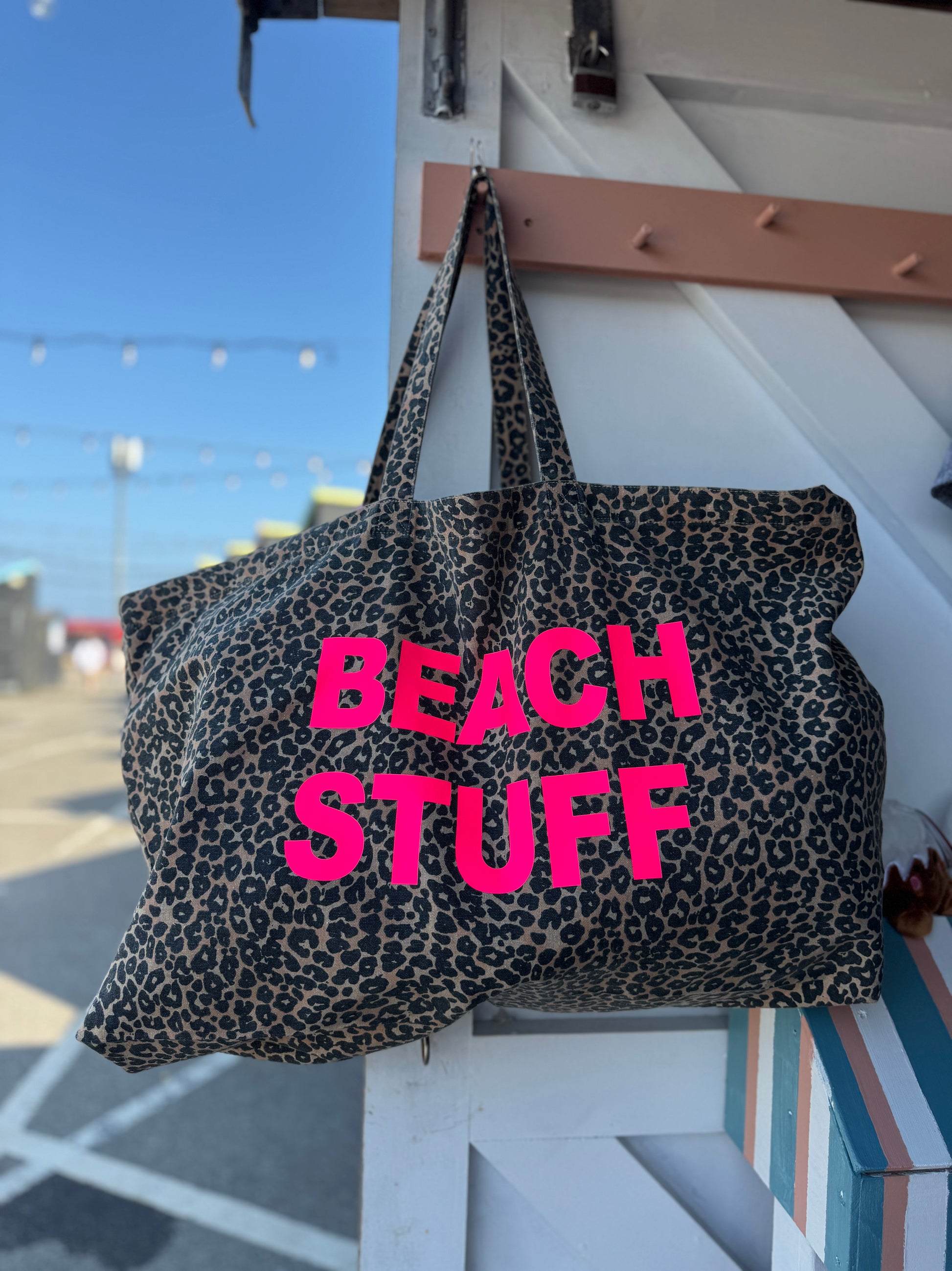 Oversized “beach stuff bag” - leopard print design