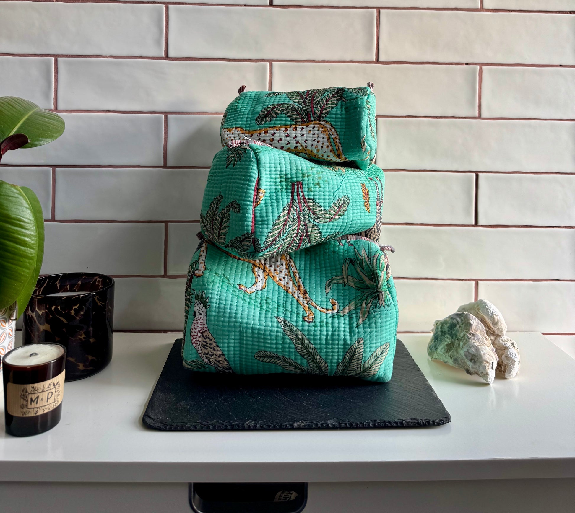 Cosmetic Pouches - various sizes turquoise jungle print