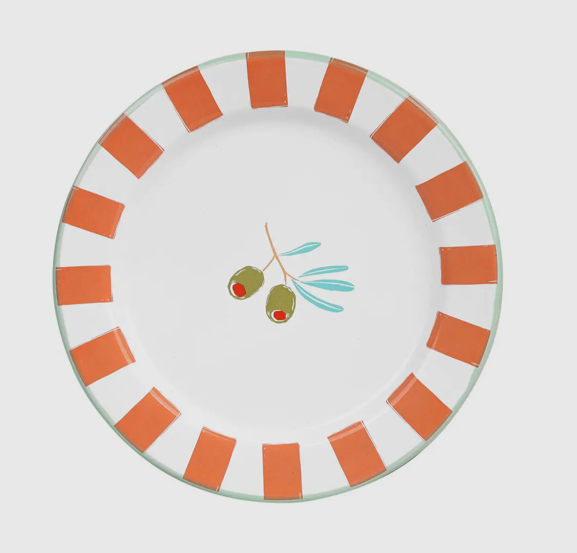 TALKING TABLES Bon Appetit Olive Enamel Plate