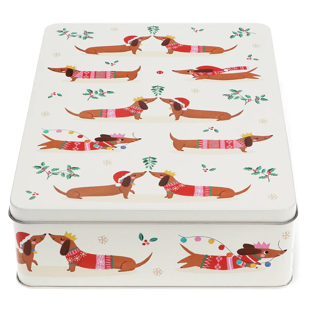 Festive Sausage Dog Storage Tin