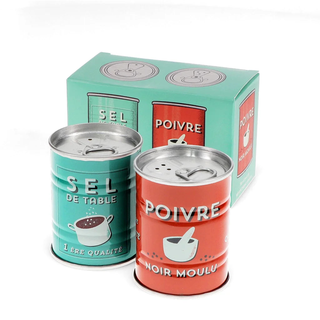 Tin Salt and Pepper Shakers - Sel and Poivre