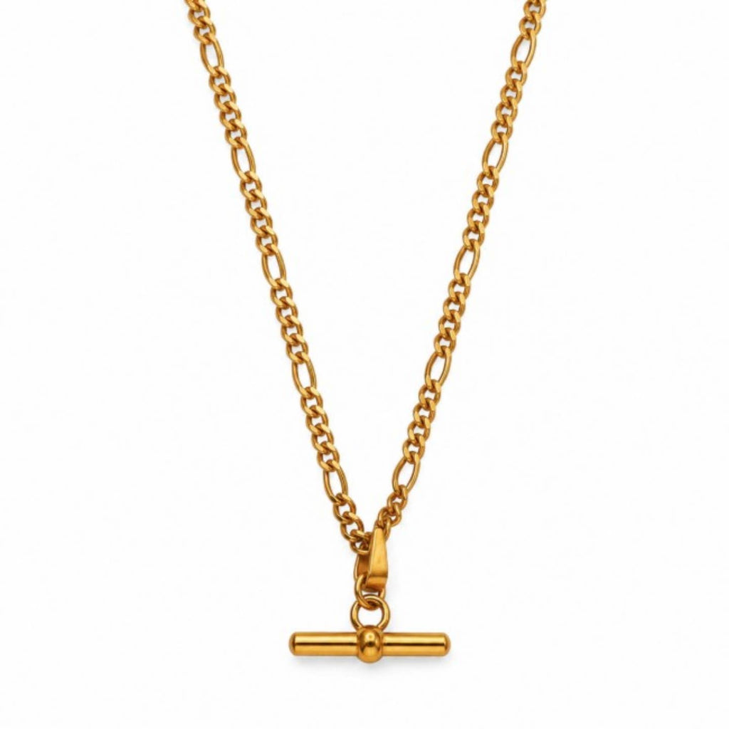 Curb Chain T-Bar Necklace (Gold)