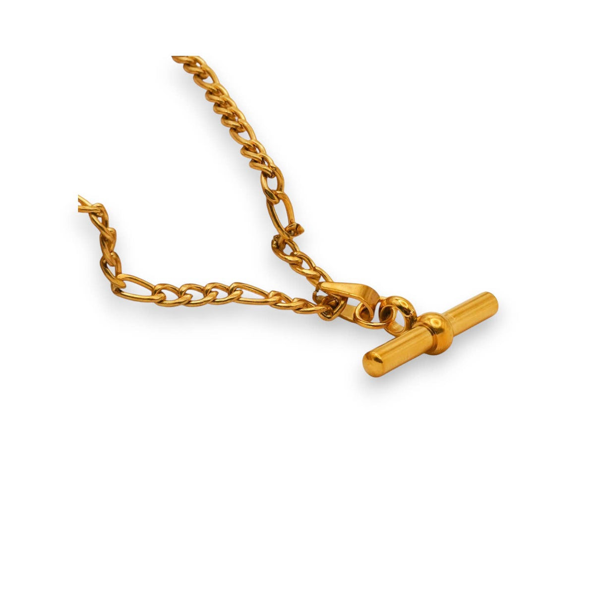 Curb Chain T-Bar Necklace (Gold)