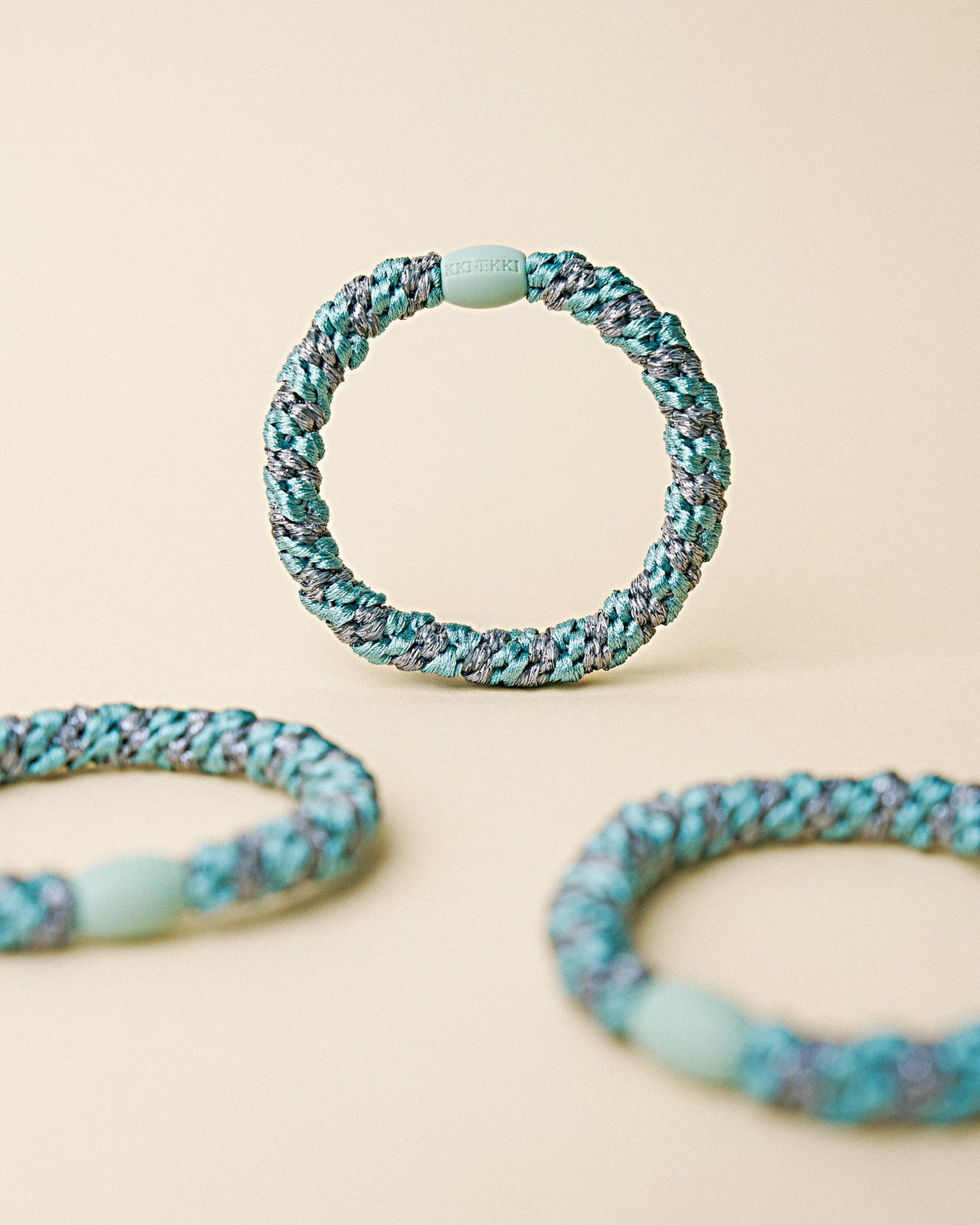 KKNEKKI - teal steel grey glitter stripe
