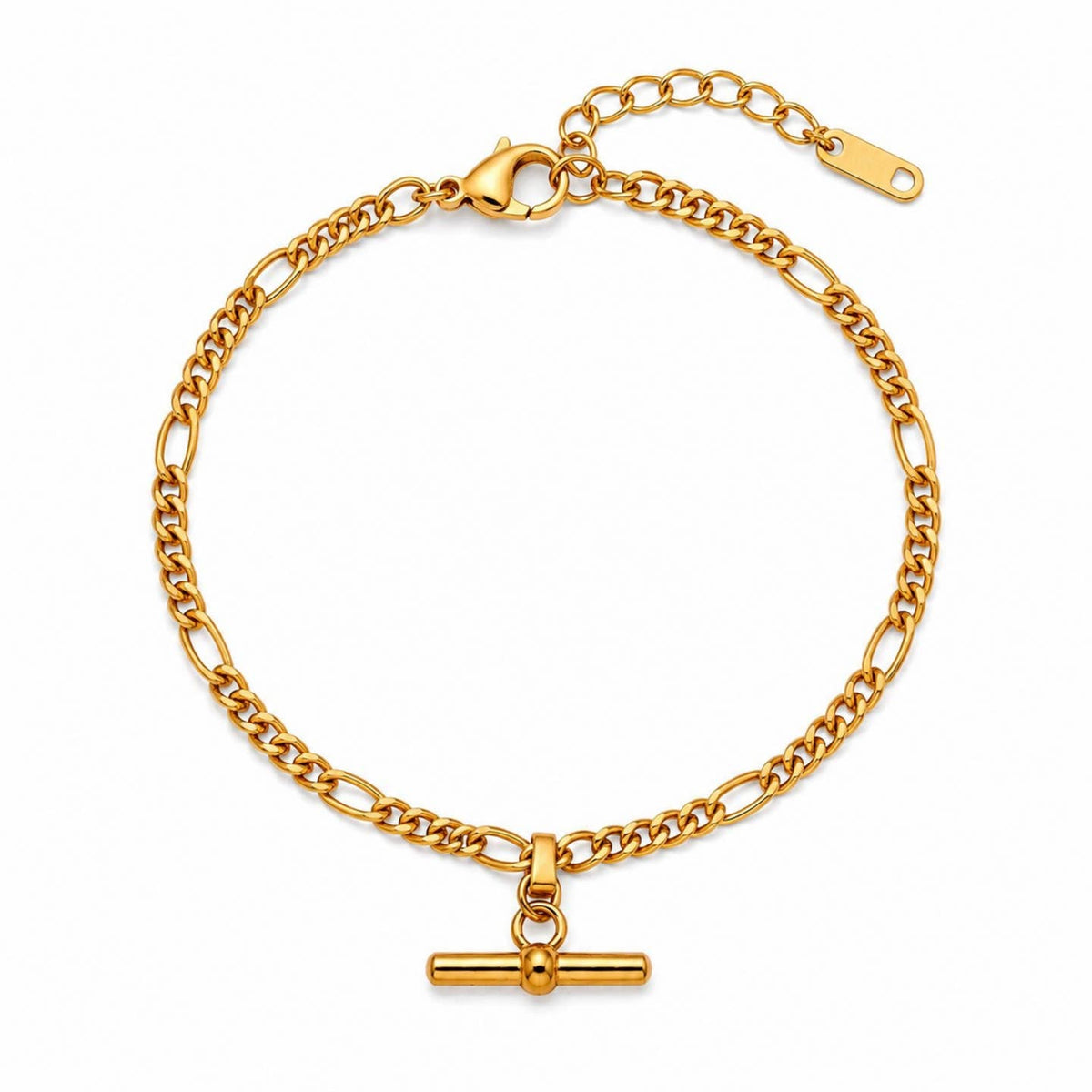 Curb chain T Bar bracelet (gold)