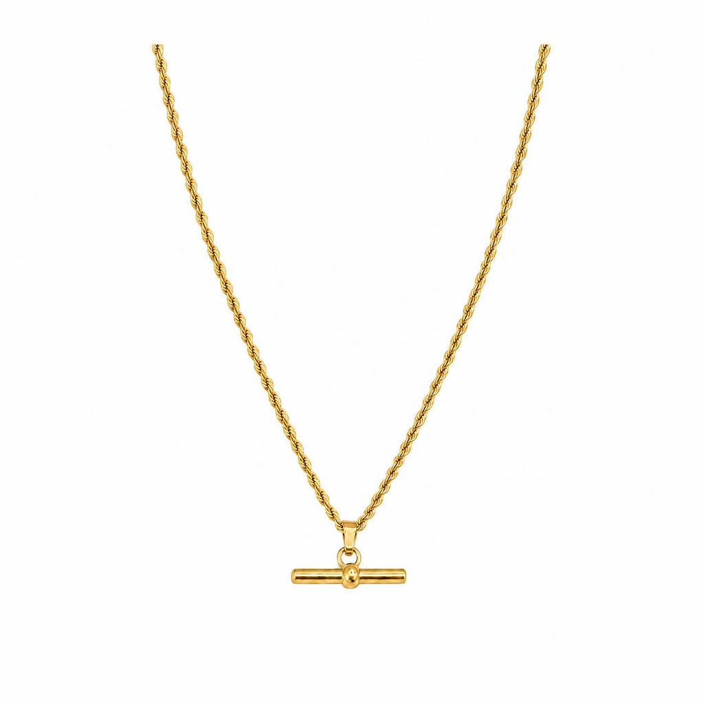 Rope chain T bar necklace (gold)