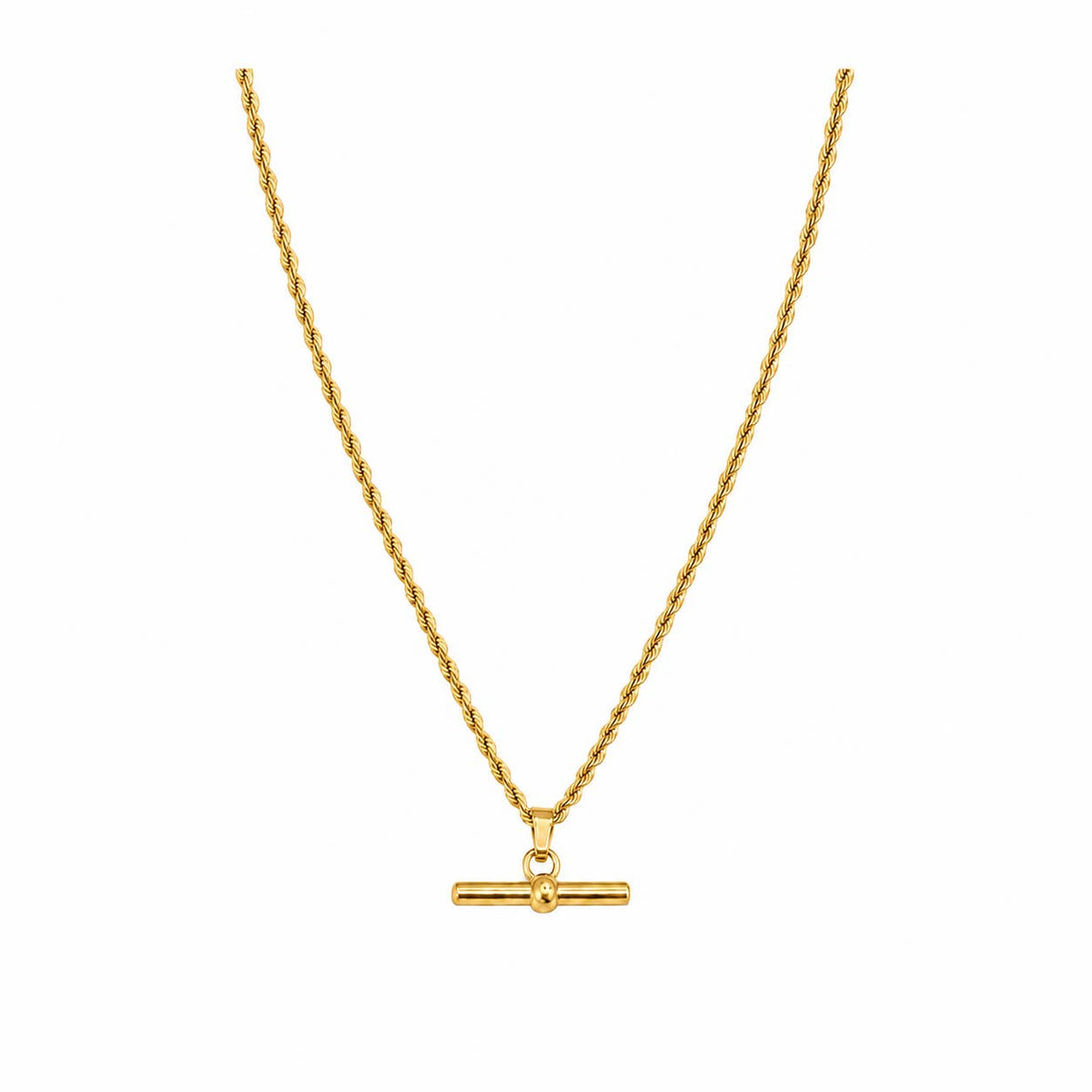 Rope chain T bar necklace (gold)