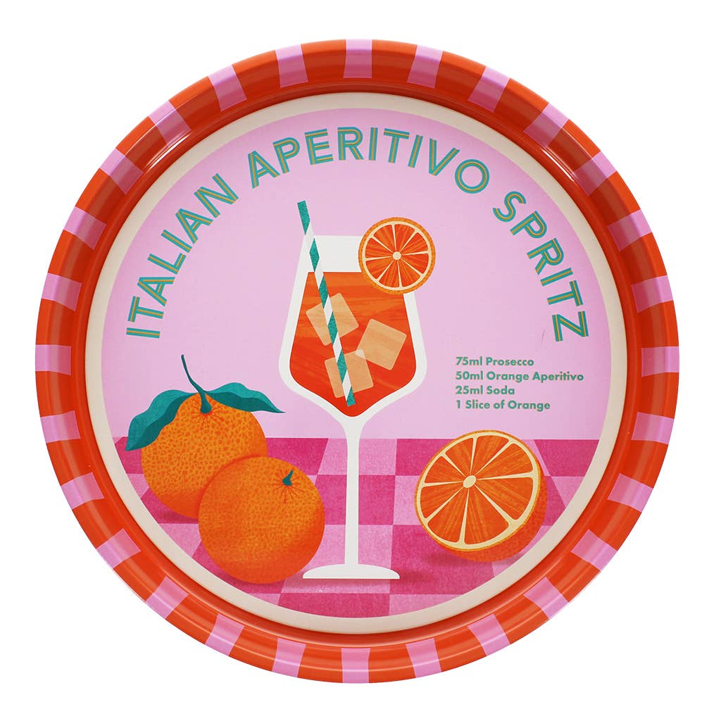 Aperol Spritz - round metal serving tray