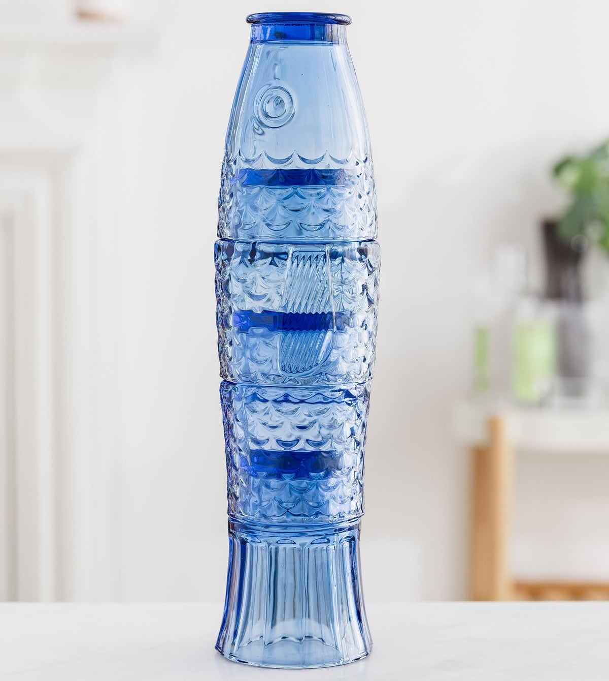Fish stacking glasses (set of 4) - Blue