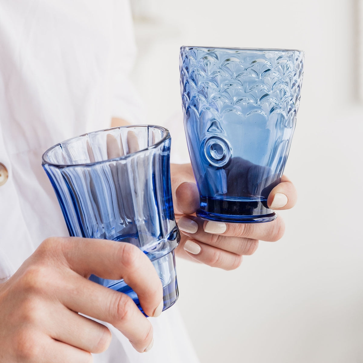 Fish stacking glasses (set of 4) - Blue