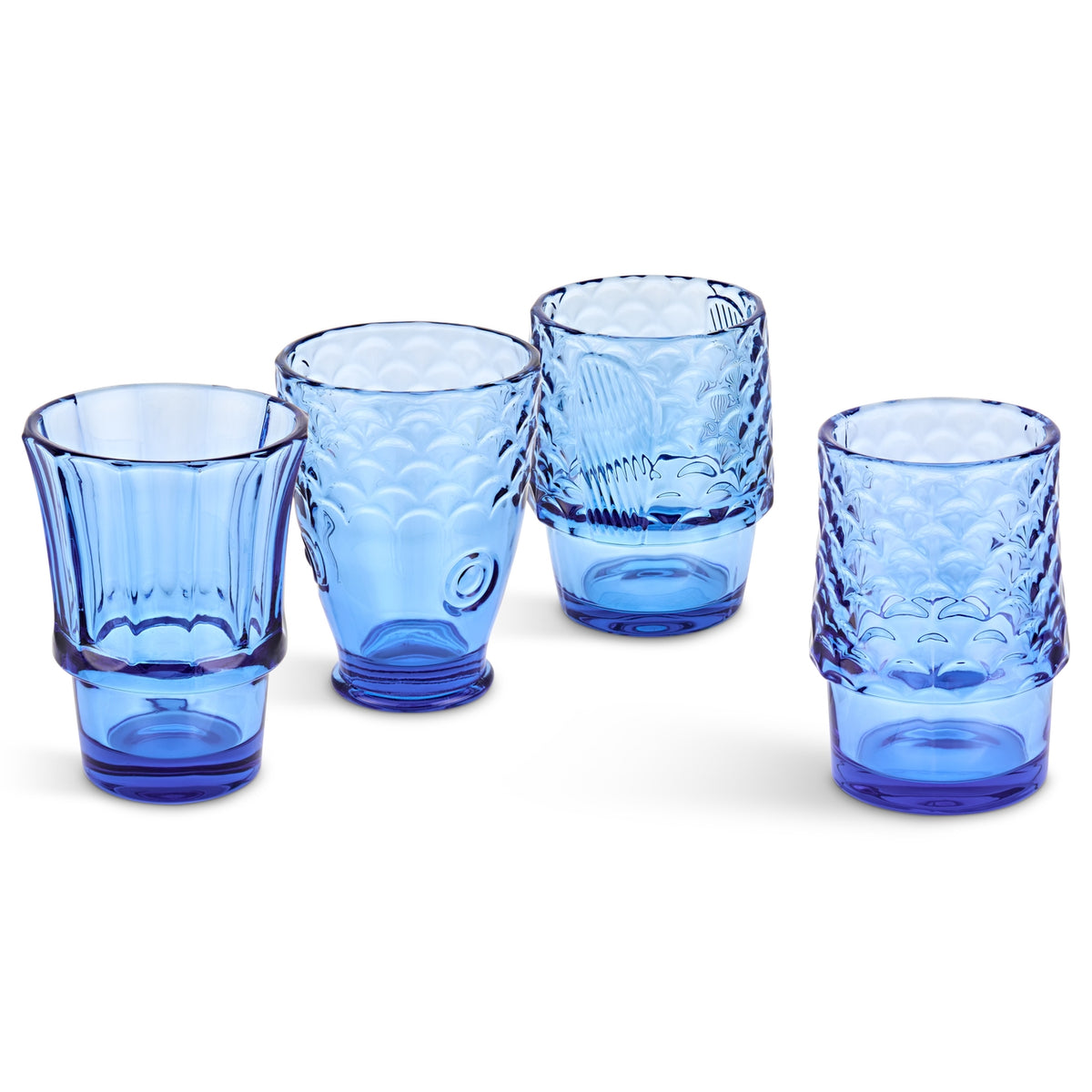 Fish stacking glasses (set of 4) - Blue