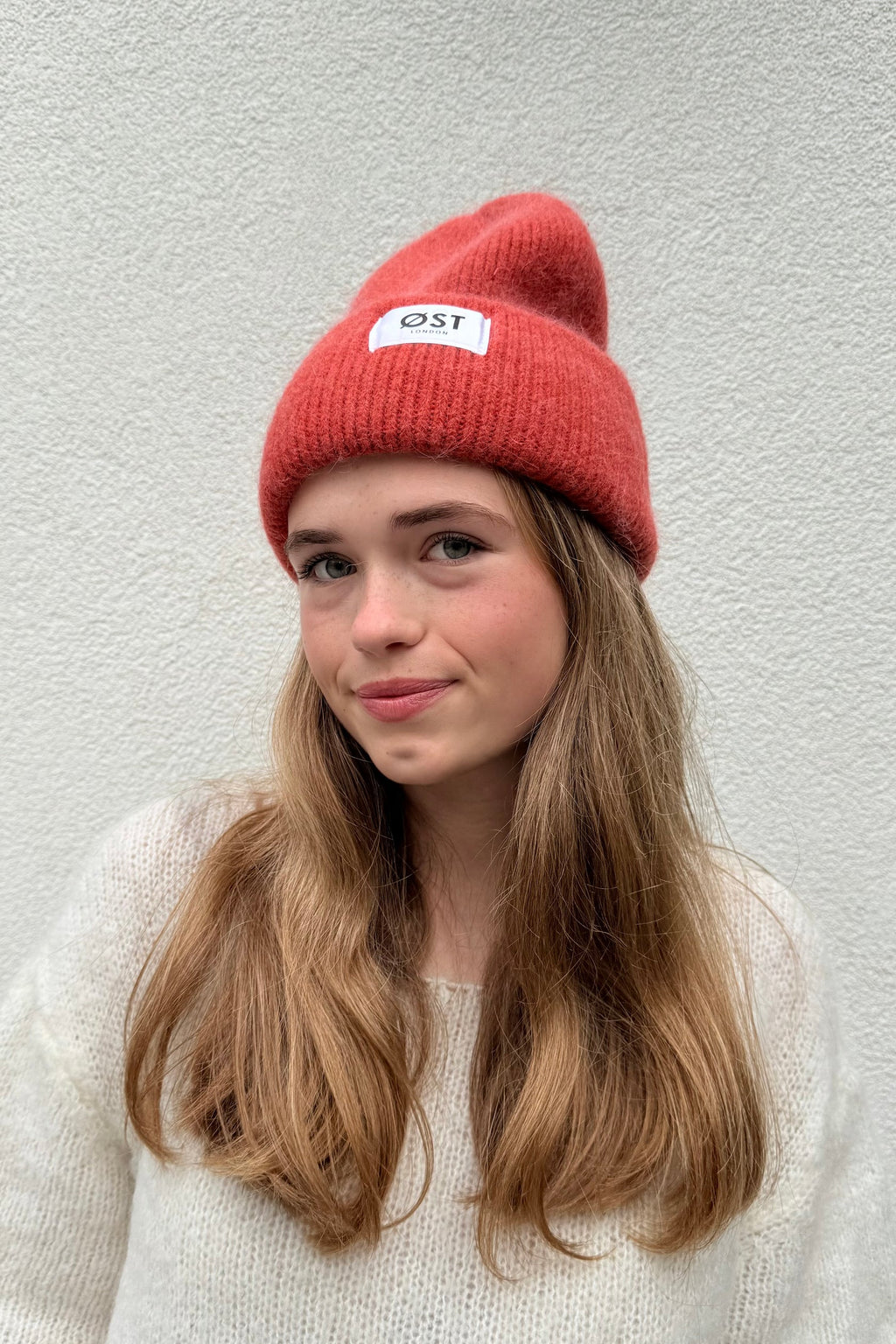 Clara Angora Beanie - Blood Orange