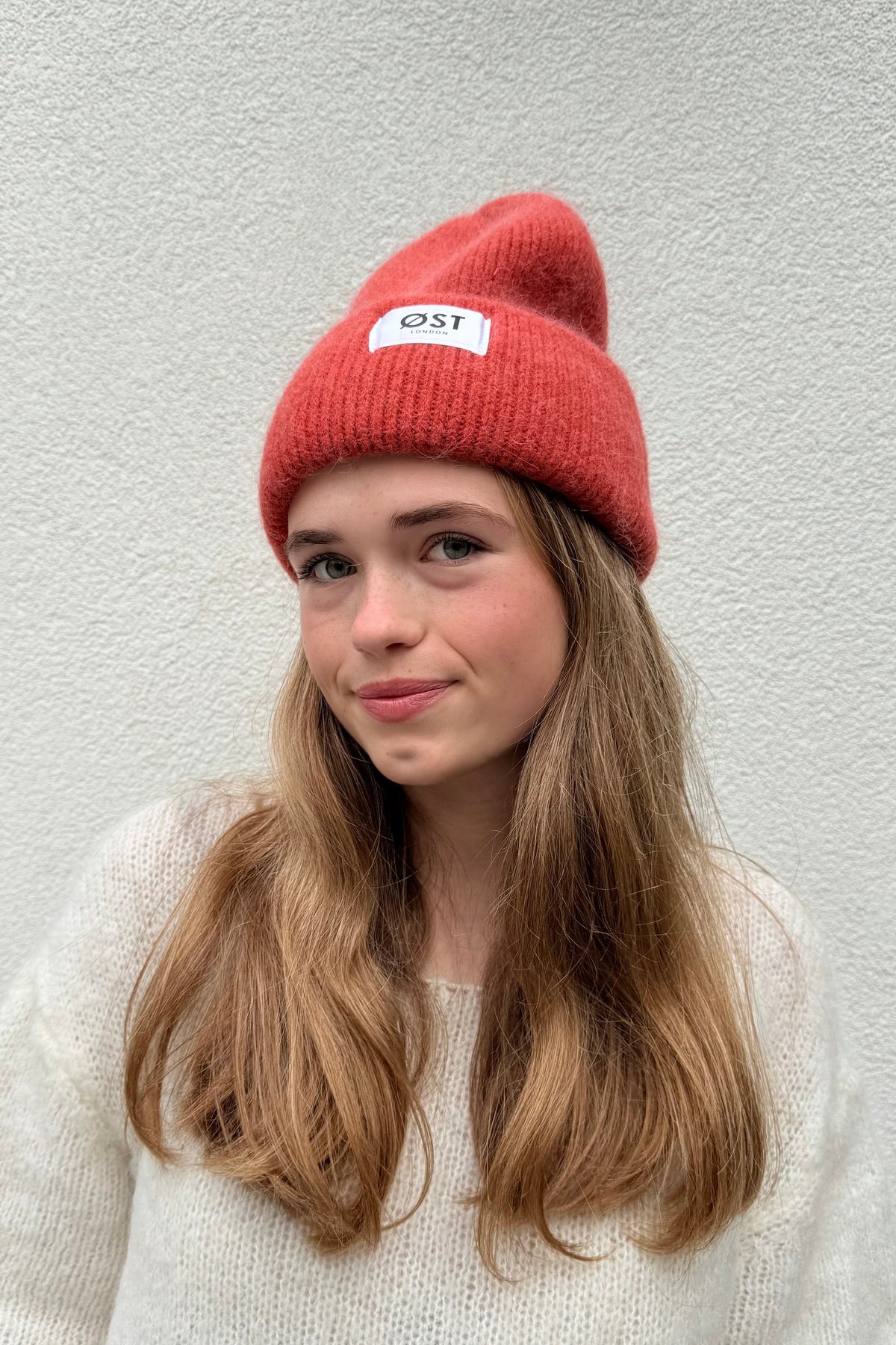 Clara Angora Beanie - Blood Orange