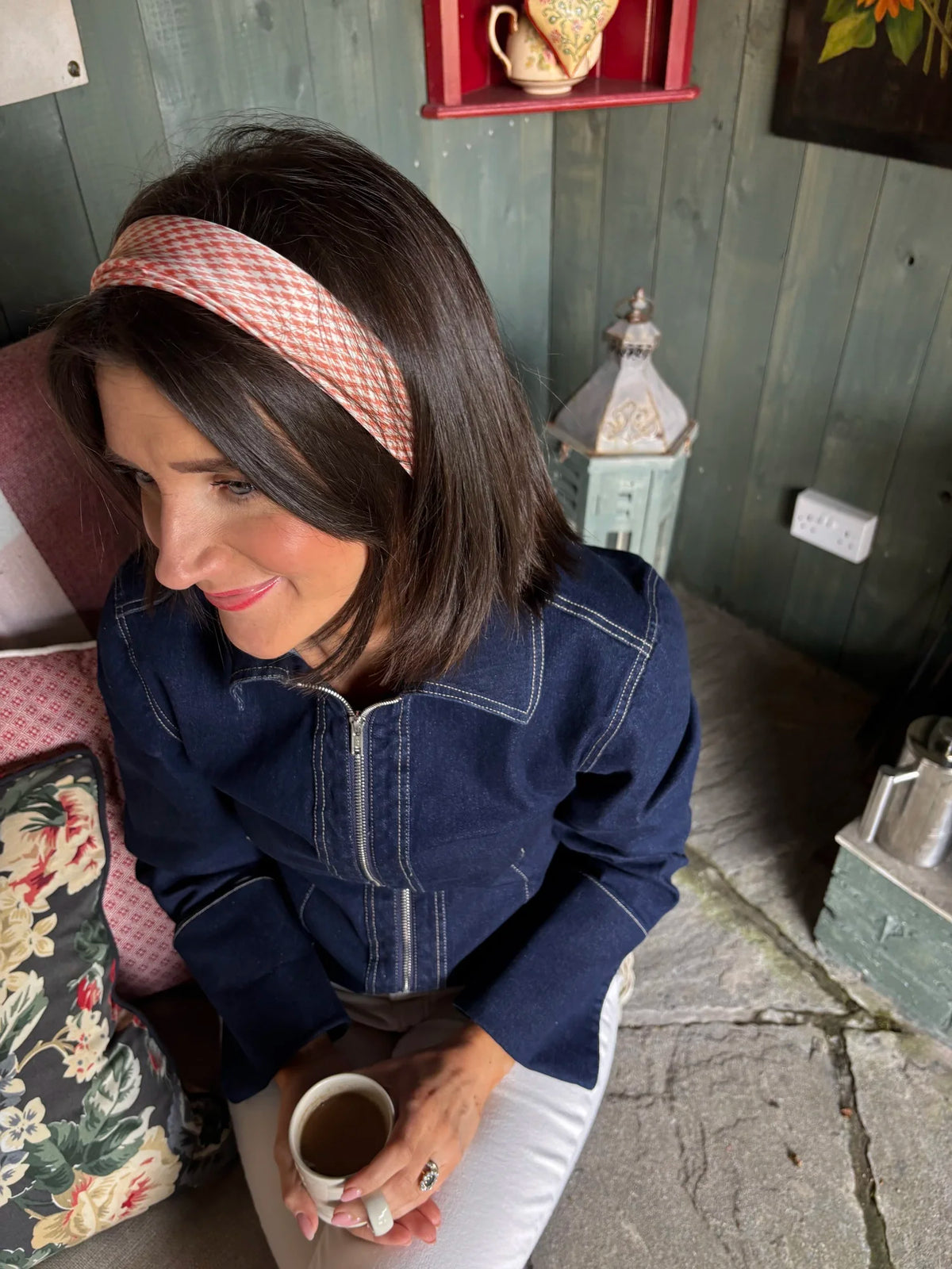 Mushroom Neutral Dogtooth Neck Scarf