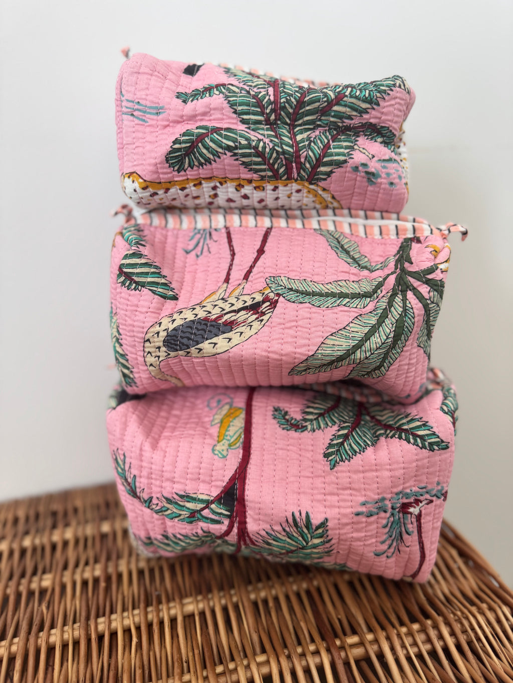 Cosmetic pouches - jungle print (pink) Multiple Sizes