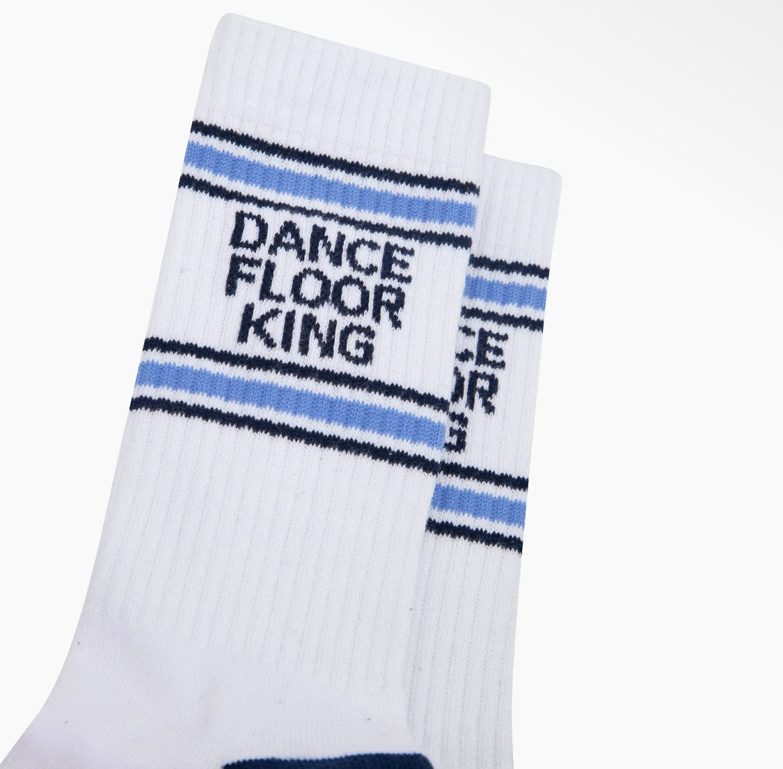 Dance Floor King Cotton Sports Socks in White and Blue